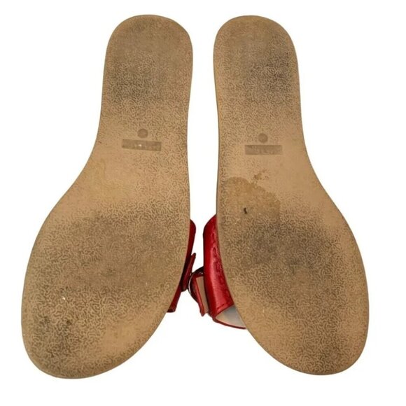 Zara Basic Sandals Womens 9/40 Red Gold Espadrille Flats Slip On Beach Vacation - Picture 5 of 7